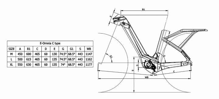 Rower elektryczny Bianchi 2022 e-Omnia C Type geometria
