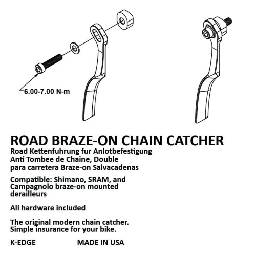 Prowadnica Łańcucha K-Edge Road Braze-on Chain Catcher, czarny