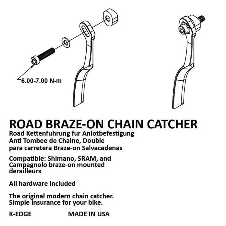 Prowadnica Łańcucha K-Edge Road Braze-on Chain Catcher, czarny