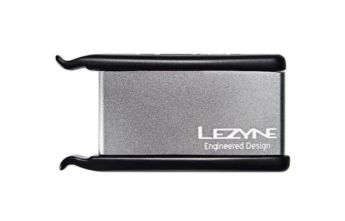 Łatki Lezyne Lever Kit, pudełko, 2x łyżki, 6x łatki samoprzylepne, tarka, łatka opona, szary