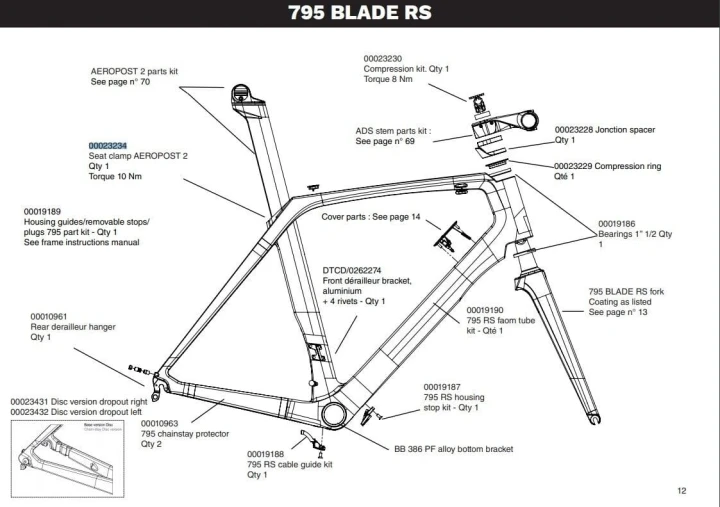 Zacisk sztycy Look Aeropost 2, do ramy 795 Blade