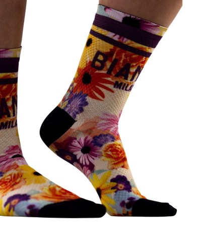 Skarpety kolarskie Bianchi Printed Gravel, celeste flower
