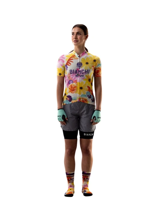 Skarpety kolarskie Bianchi Printed Gravel, celeste flower