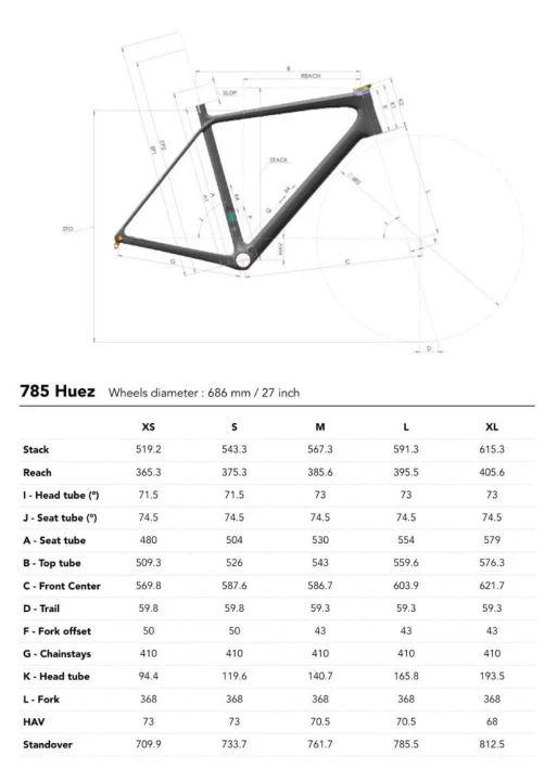 Rower Look 785 Huez 2 2024 geometria