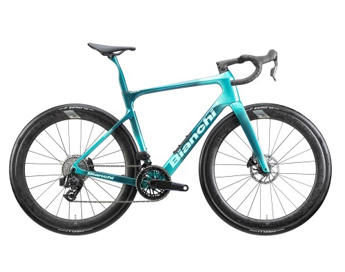 Rower szosowy Bianchi Infinito PRO, Force AXS PWR, RC 49R, Metallic Celeste Dark Turquoise/CK16