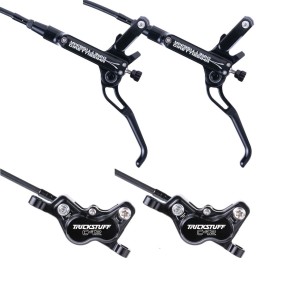 Zestaw 2xklamka/2xhamulec Trickstuff Direttissima Czarne, przód post/tył  flat