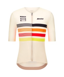 Koszulka kolarska Santini/Pirelli Sport Club Tape Biała