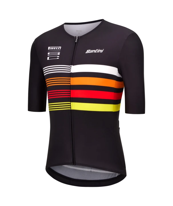 Koszulka kolarska Santini:Pirelli Sport Club Tape Czarna_3.jpg