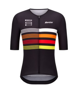Koszulka kolarska Santini/Pirelli Sport Club Tape Czarna