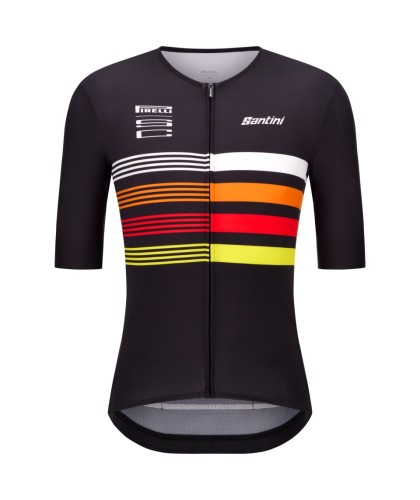Koszulka kolarska Santini:Pirelli Sport Club Tape Czarna_1.jpg