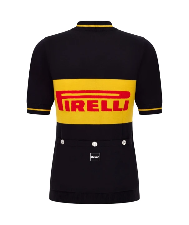 Koszulka kolarska Santini:Pirelli Sport Club Wool Czarna_1.jpg
