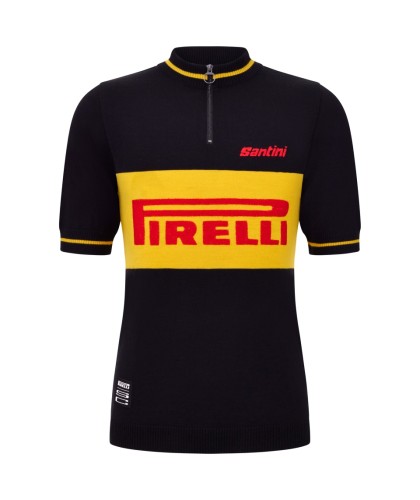 Koszulka kolarska Santini:Pirelli Sport Club Wool Czarna_2.jpg