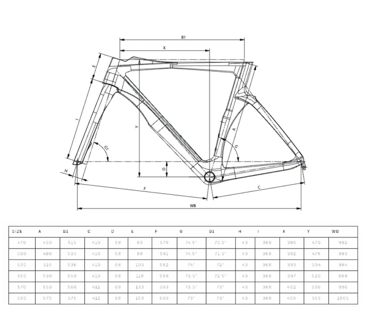 Bianchi Oltre Comp 2024 geometria