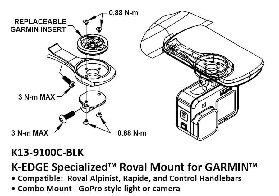 Support pour compteur Garmin K-Edge pour Specialized Roval